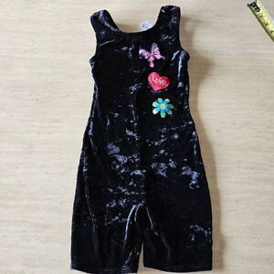 Jacques Moret black leotard gymnastics costume child 8-10 pre-owned